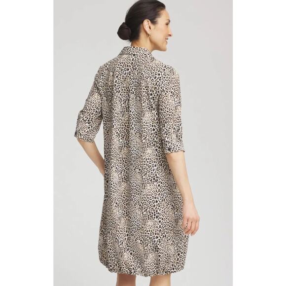 Chicos Zenergy cheetah print UPF bungee dress Size XL Travel Active Casual - Picture 2 of 15